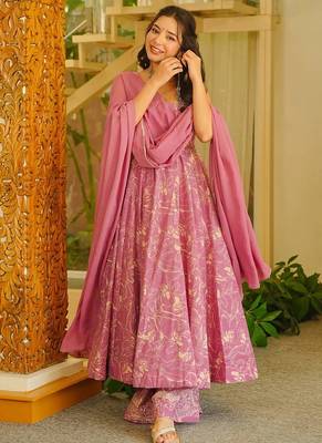 Pink printed muslin salwar suit 2