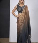 designer golden grey heavy zarkan hand work silk saree