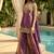 Light-purplr embroidered satin palazzo suit