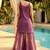 Light-purplr embroidered satin palazzo suit