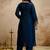 Dark-blue embroidered chanderi salwar suit