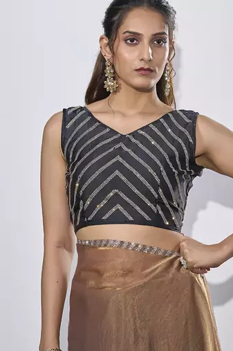 designer golden grey heavy zarkan hand work silk saree