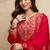 Red embroidered chanderi salwar suit