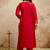 Red embroidered chanderi salwar suit