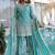 Sky-blue embroidered fendy silk salwar suit
