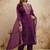 Dark-purple embroidered chanderi salwar suit
