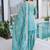Sky-blue embroidered fendy silk salwar suit