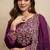Dark-purple embroidered chanderi salwar suit
