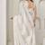 designer white heavy zarkan hand work satin silk saree
