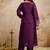 Dark-purple embroidered chanderi salwar suit