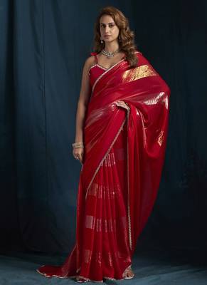 designer rani heavy zarkan hand work satin silk saree 1