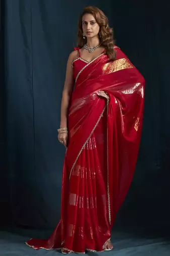 designer rani heavy zarkan hand work satin silk saree