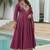 Dark-purple embroidered vichitra anarkali suit