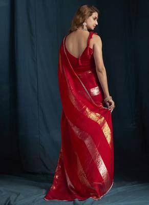 designer rani heavy zarkan hand work satin silk saree 2