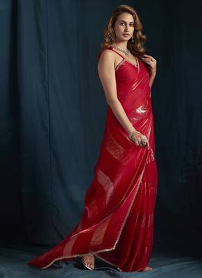 designer rani heavy zarkan hand work satin silk saree 3