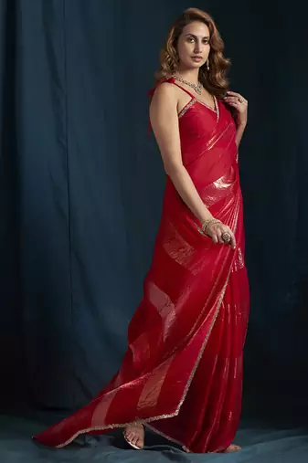 designer rani heavy zarkan hand work satin silk saree