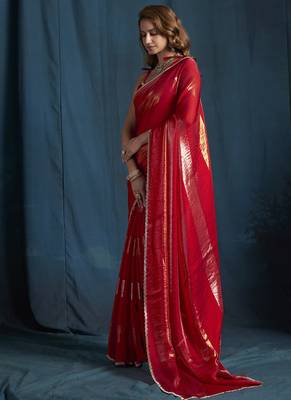 designer rani heavy zarkan hand work satin silk saree 4
