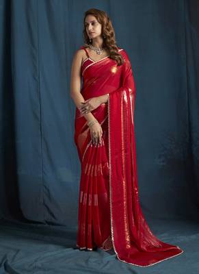 designer rani heavy zarkan hand work satin silk saree 5