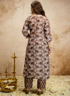 Brown printed megic cotton salwar suit 4