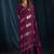 designer wine heavy zarkan hand work satin silk saree