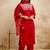 Red embroidered chanderi salwar suit