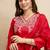 Red embroidered chanderi salwar suit
