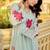 Sea-green embroidered chanderi anarkali suit