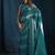 designer rama green heavy zarkan hand work satin silk saree