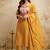 Yellow embroidered vichitra silk anarkali suit