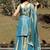 Turquoise embroidered satin palazzo suit