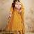 Yellow embroidered vichitra silk anarkali suit