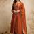 Dark-orange embroidered vichitra silk anarkali suit