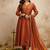 Dark-orange embroidered vichitra silk anarkali suit