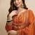 Dark-orange embroidered vichitra silk anarkali suit