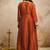 Dark-orange embroidered vichitra silk anarkali suit