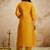 Yellow embroidered chanderi salwar suit