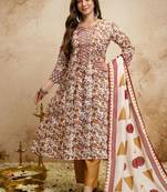 Off-white printed megic cotton salwar suit