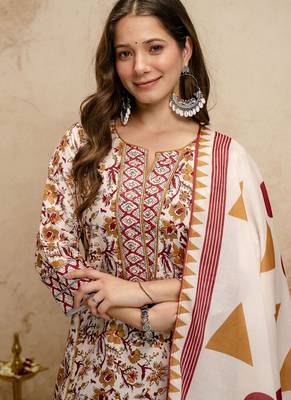 Off-white printed megic cotton salwar suit 3