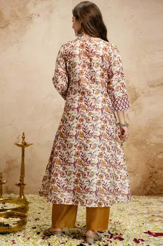 Off-white printed megic cotton salwar suit