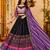 Black Malai Silk Blend Digital Print Lehenga Choli with Mirror Work & Dupatta