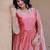Coral fendi silk embroidered anarkali gown with dupatta