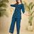 Teal blue heavy viscose rayon embroidered co-ord set