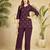 Wine heavy viscose rayon embroidered co-ord set