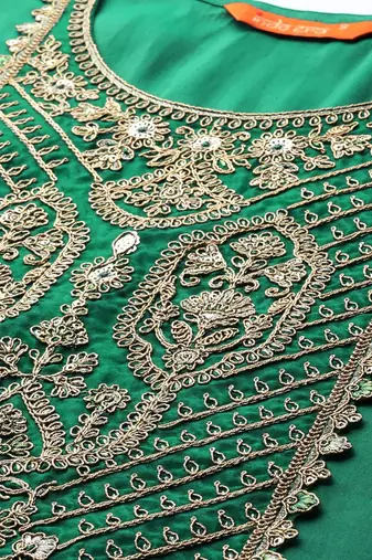 Ethnic motifs zari embroidered kurta with trousers & with dupatta