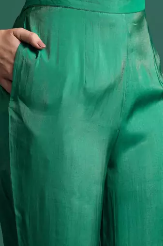 Ethnic motifs zari embroidered kurta with trousers & with dupatta