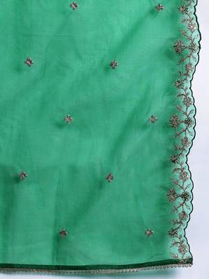 Ethnic motifs zari embroidered kurta with trousers & with dupatta 4