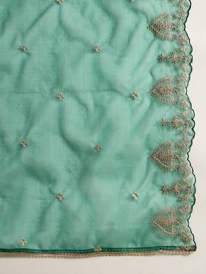Ethnic motifs embroidered kurta with trousers &  dupatta 3