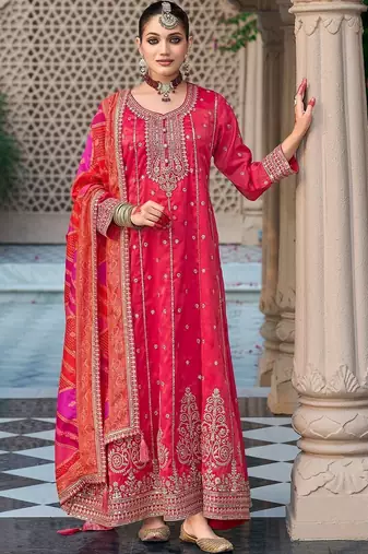 Women ethnic motifs embroidered regular kurta with palazzos & with dupatta
