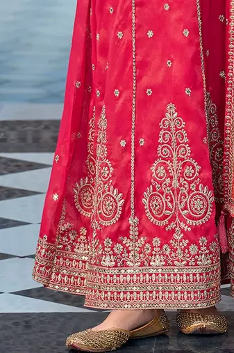 Women ethnic motifs embroidered regular kurta with palazzos & with dupatta