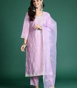 Ethnic motifs embroidered kurta with trousers & with dupatta